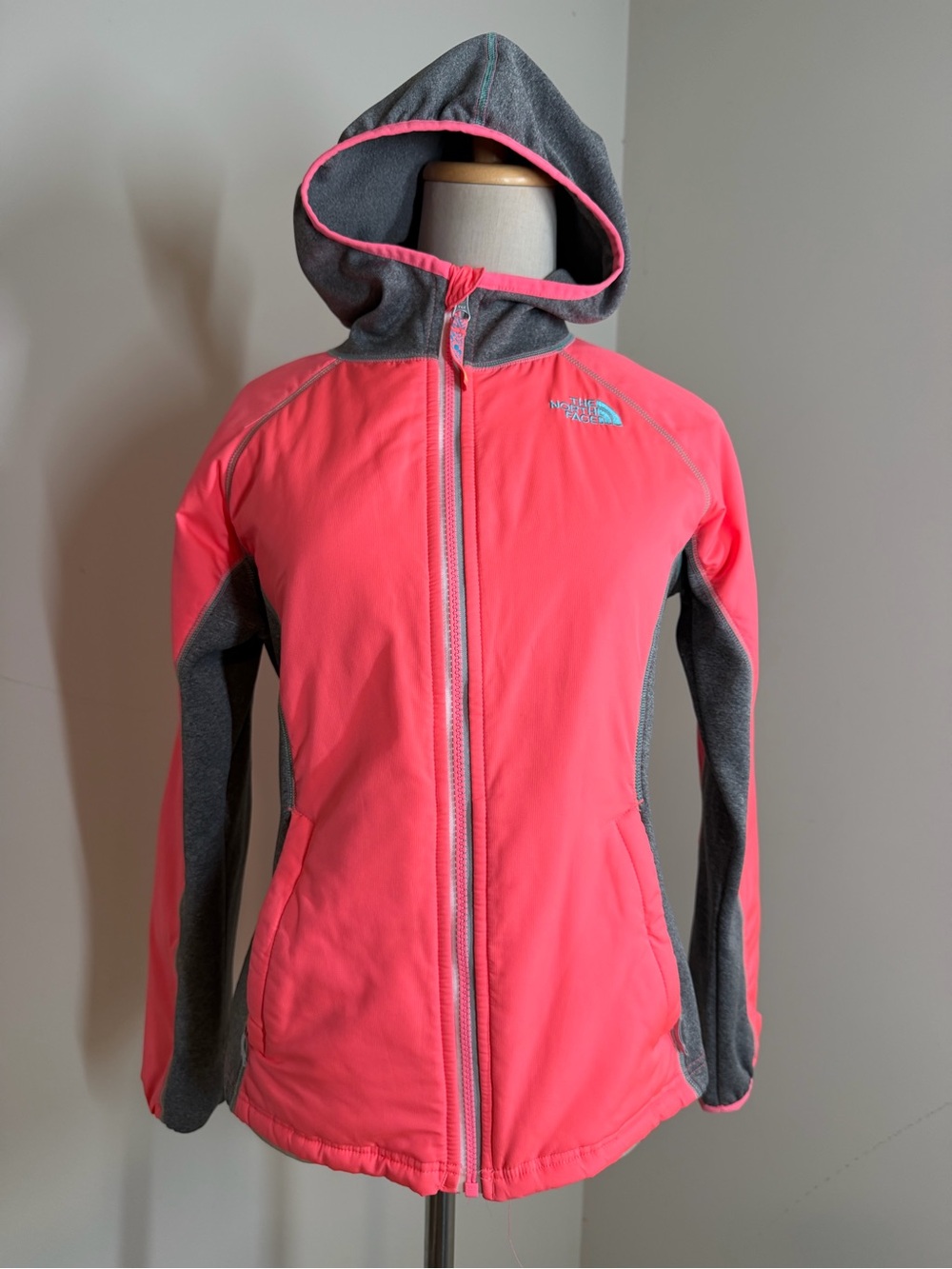 The North Face Girls Pink Grey Glacier - SZ L- Full Zip Hooded Sweatshirt Hoodie